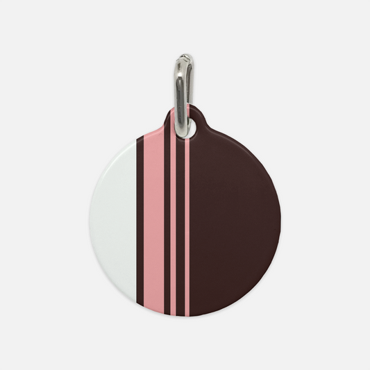 Light Pink White & Burgandy Stripes Dog Tag - Apawry Pup
