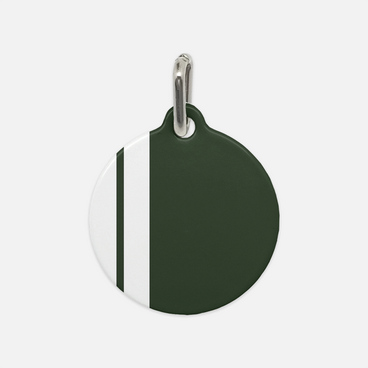 White & Hunter Green Stripes Dog Tag - Apawry Pup