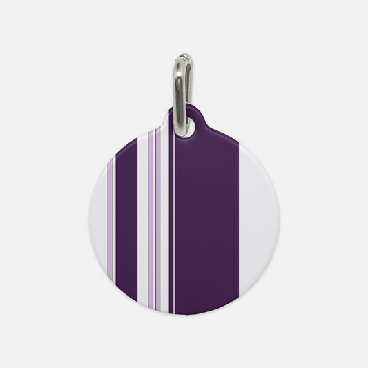 Royal Purple Light Purple & White Stripes Dog Tag - Apawry Pup