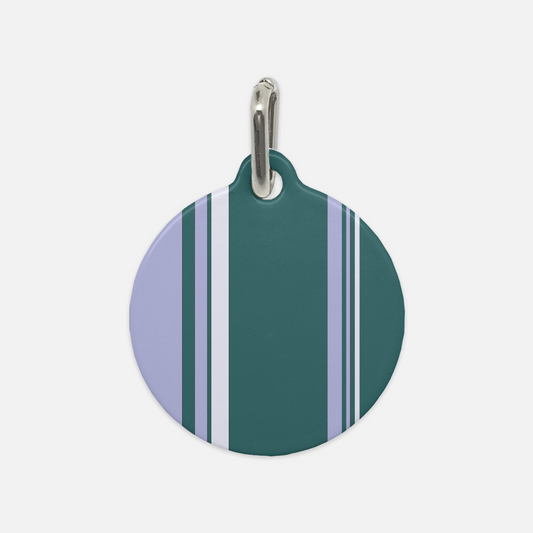 Turquoise Purple & White Stripes Dog Tag - Apawry Pup