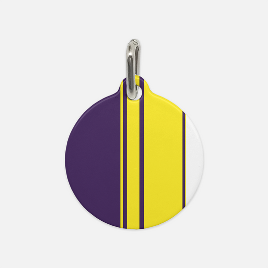 Yellow Royal Purple & White Stripes Dog Tag - Apawry Pup
