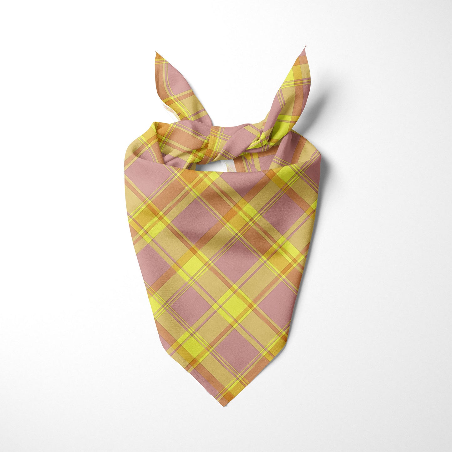 Pink Yellow And Orange Plaid Dog Bandana - Apawry Pup