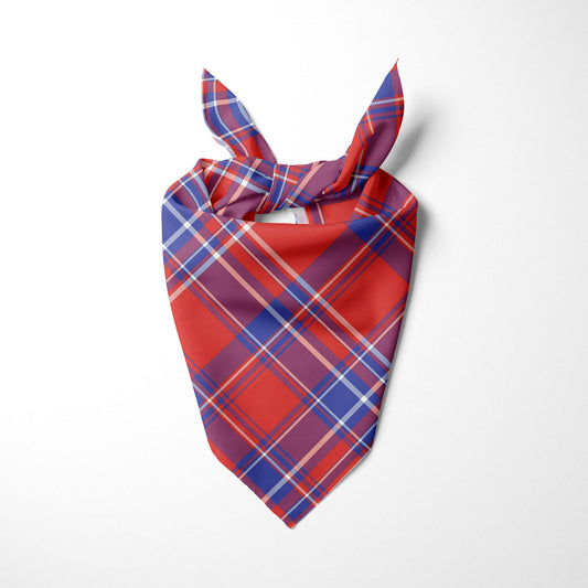 Red Blue Purple And White Plaid Dog Bandana - Apawry Pup