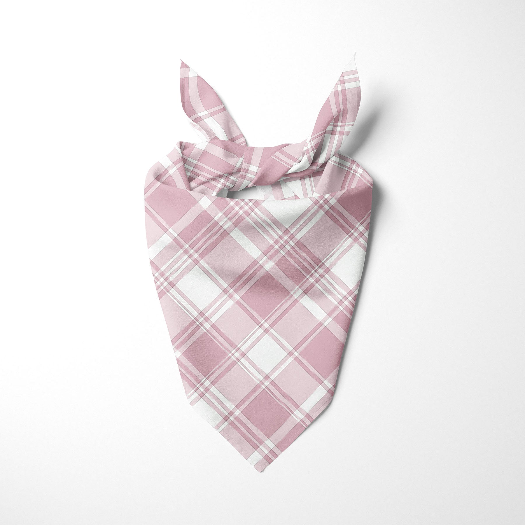 Rose Pink Light Pink And White Plaid Dog Bandana - Apawry Pup