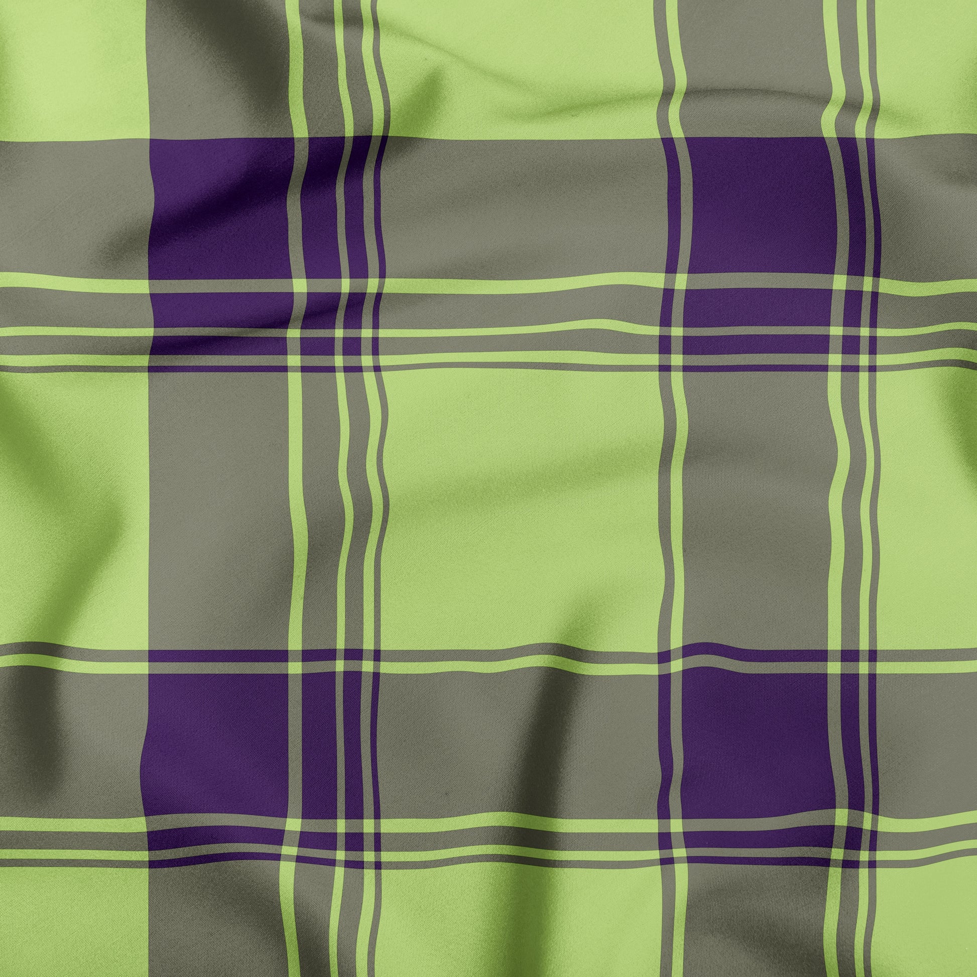 Royal Purple And Lime Green Plaid Dog Bandana - Apawry Pup