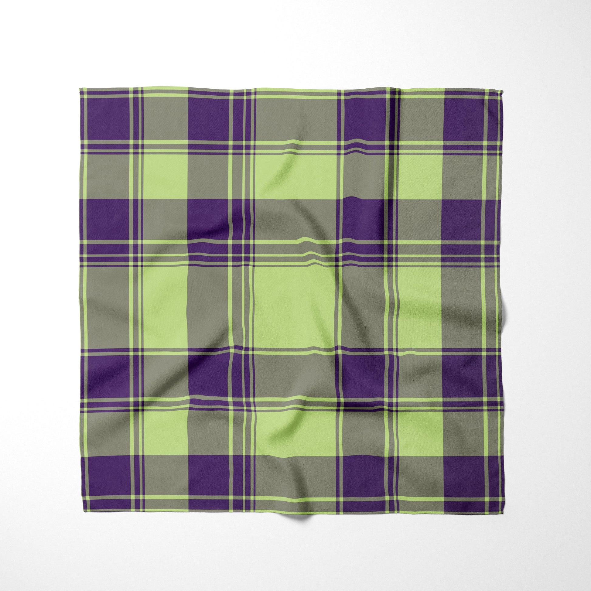 Royal Purple And Lime Green Plaid Dog Bandana - Apawry Pup