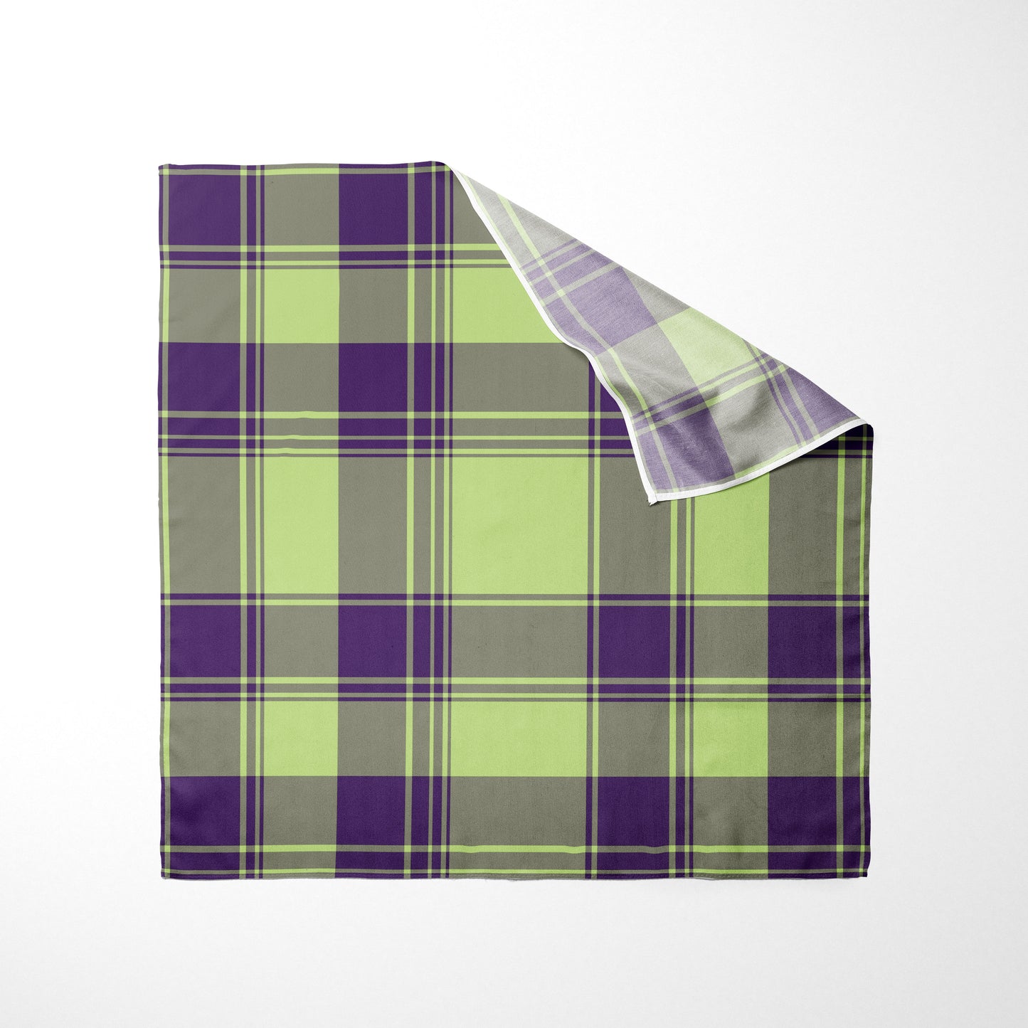 Royal Purple And Lime Green Plaid Dog Bandana - Apawry Pup