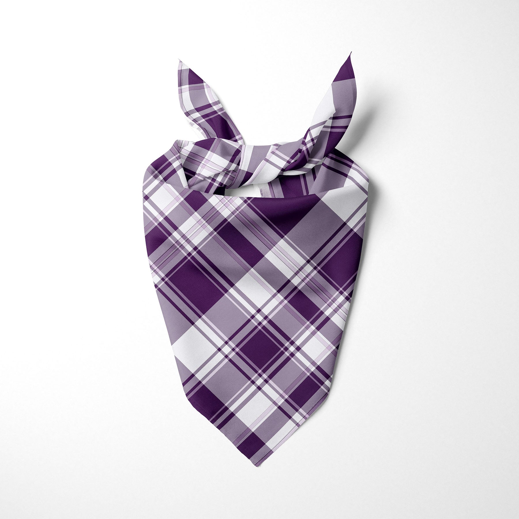 Royal Purple Light Purple And White Plaid Dog Bandana - Apawry Pup