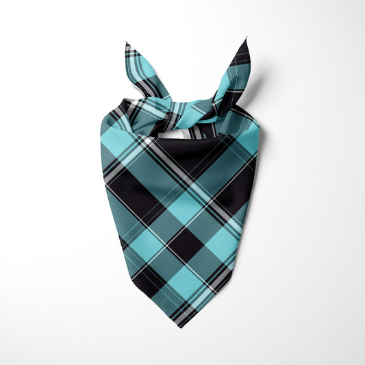 Sky Blue Black And White Plaid Dog Bandana - Apawry Pup