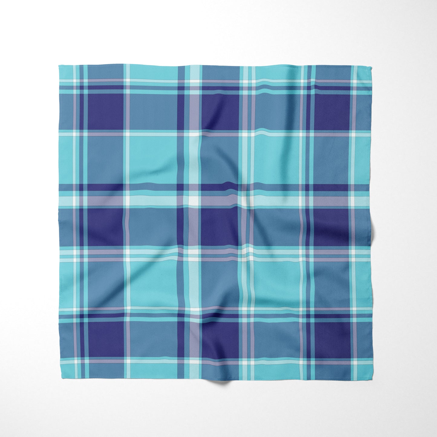 Sky Blue Navy Blue And White Plaid Dog Bandana - Apawry Pup