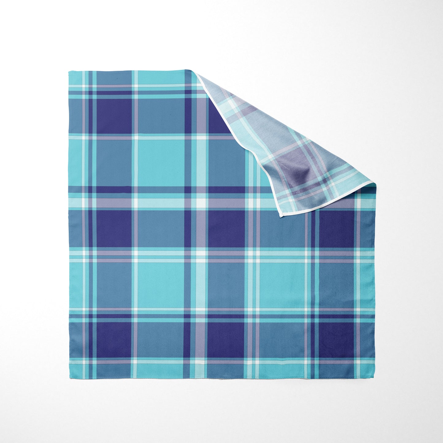 Sky Blue Navy Blue And White Plaid Dog Bandana - Apawry Pup