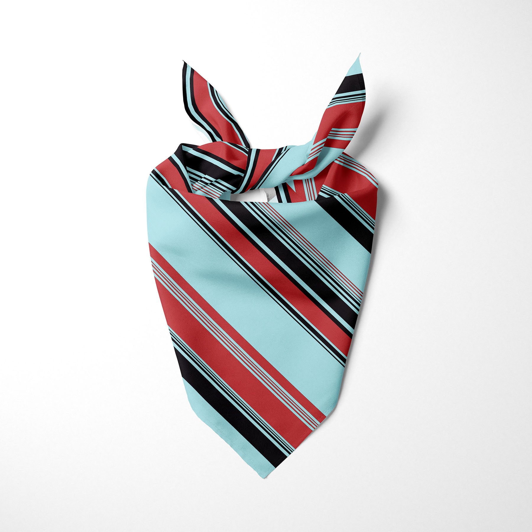 Sky Blue Red And Black Striped Dog Bandana - Apawry Pup