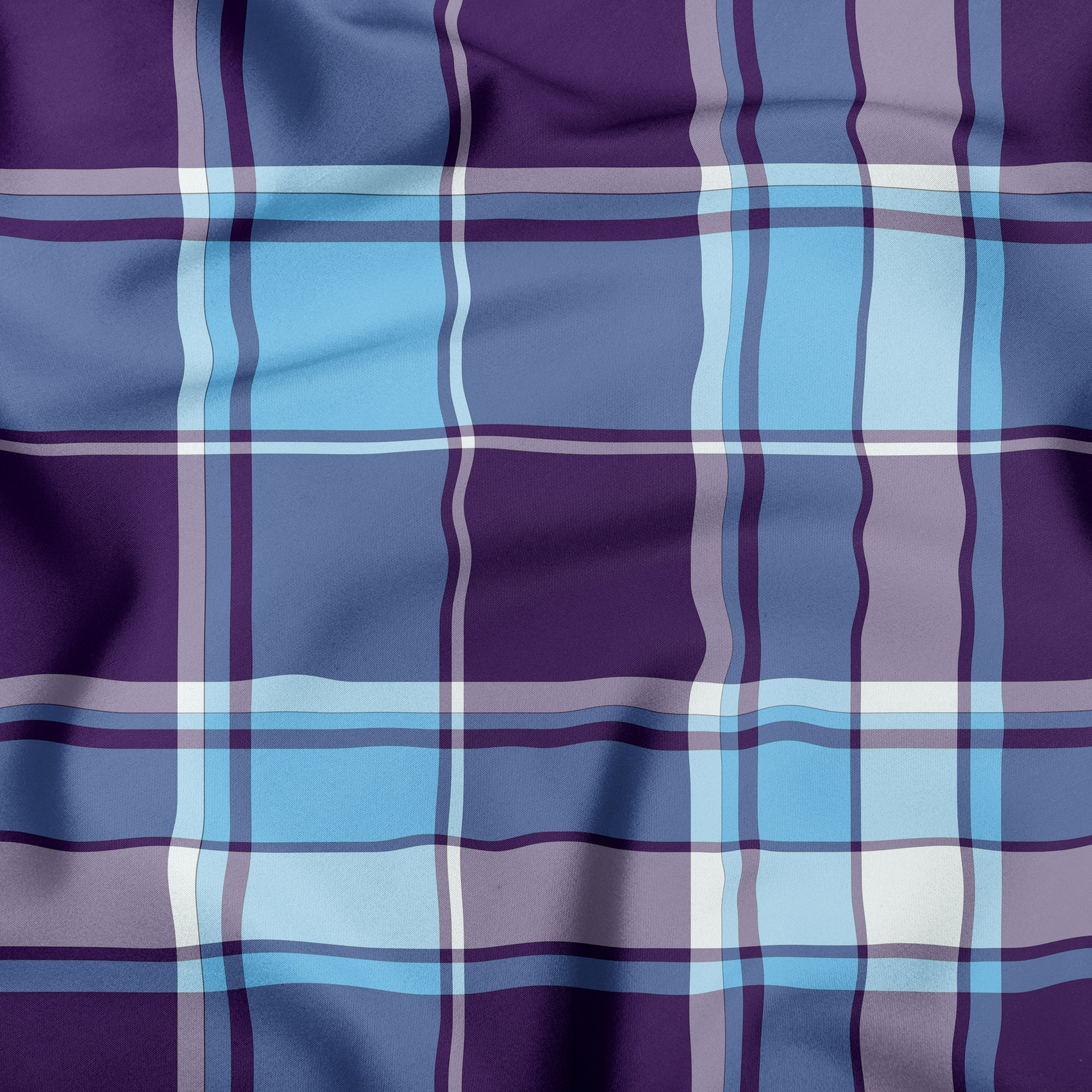 Sky Blue Royal Purple And White Plaid Dog Bandana - Apawry Pup