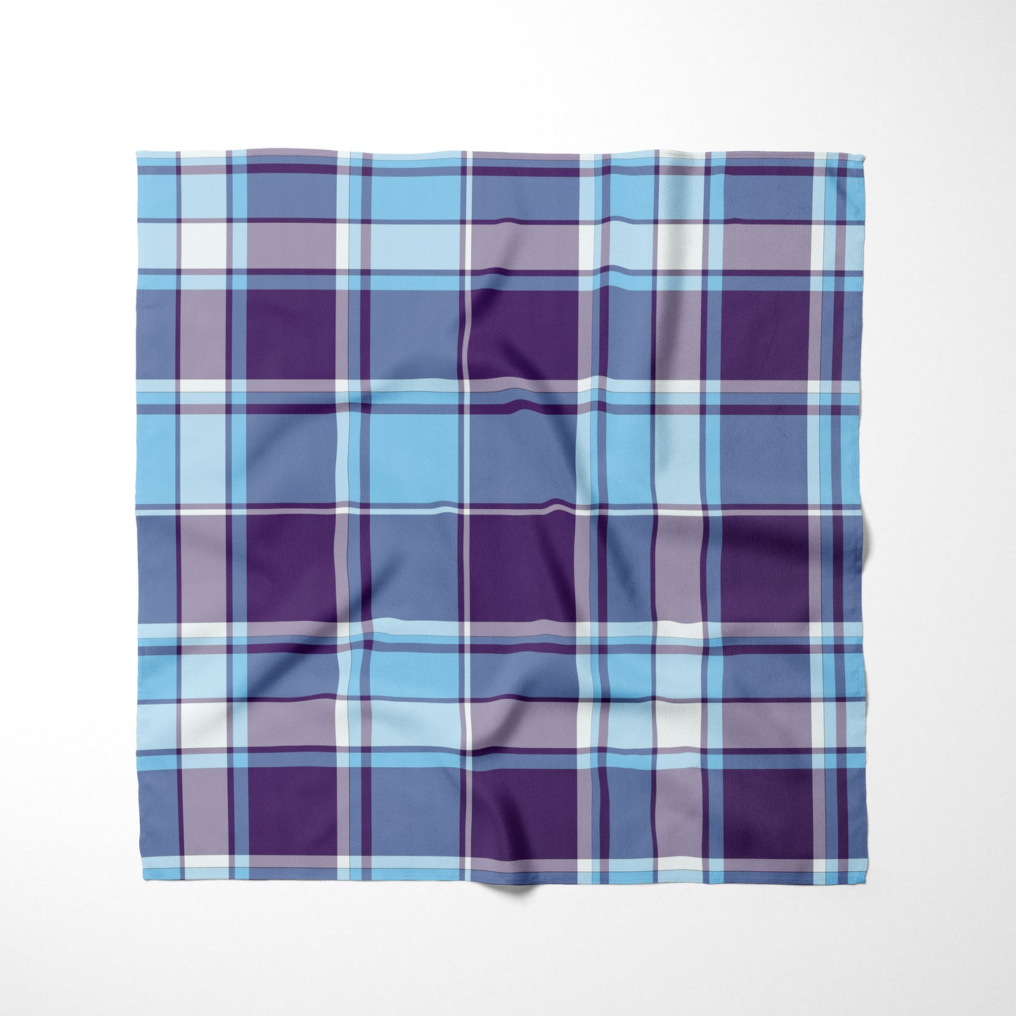 Sky Blue Royal Purple And White Plaid Dog Bandana - Apawry Pup