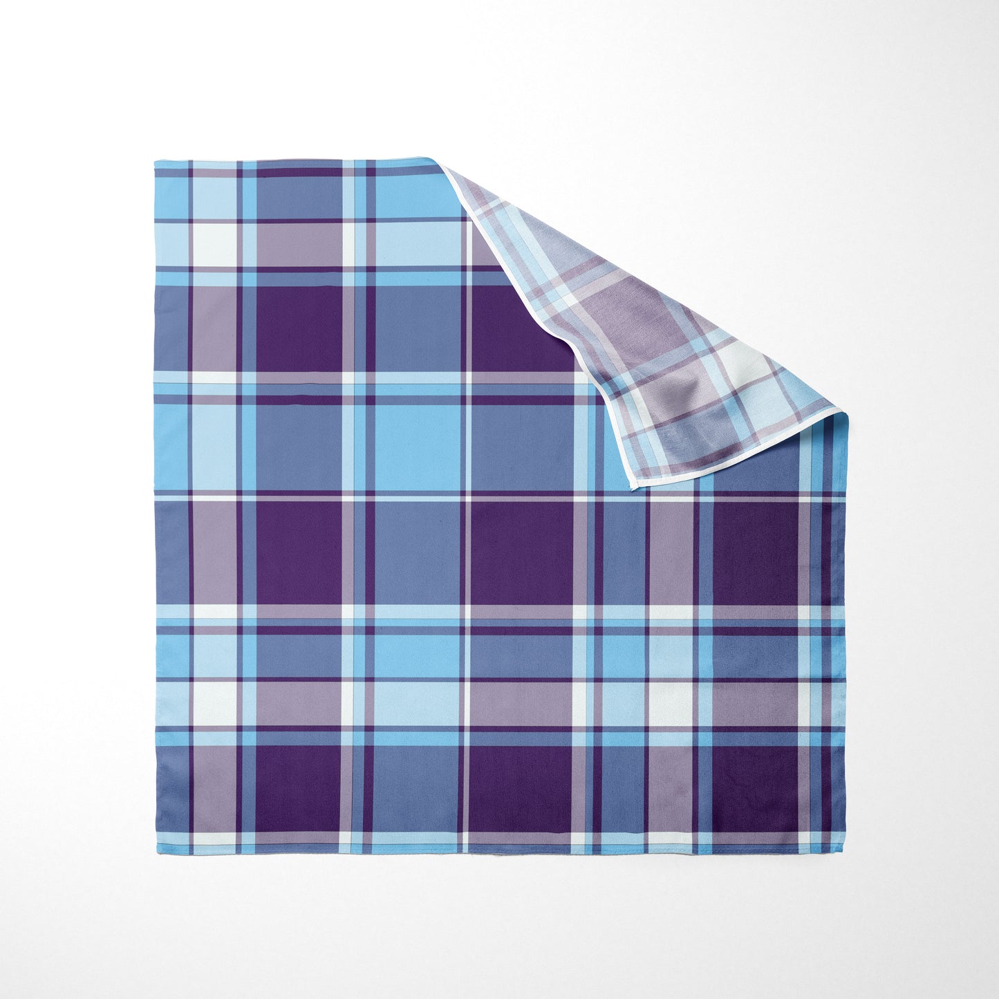 Sky Blue Royal Purple And White Plaid Dog Bandana - Apawry Pup