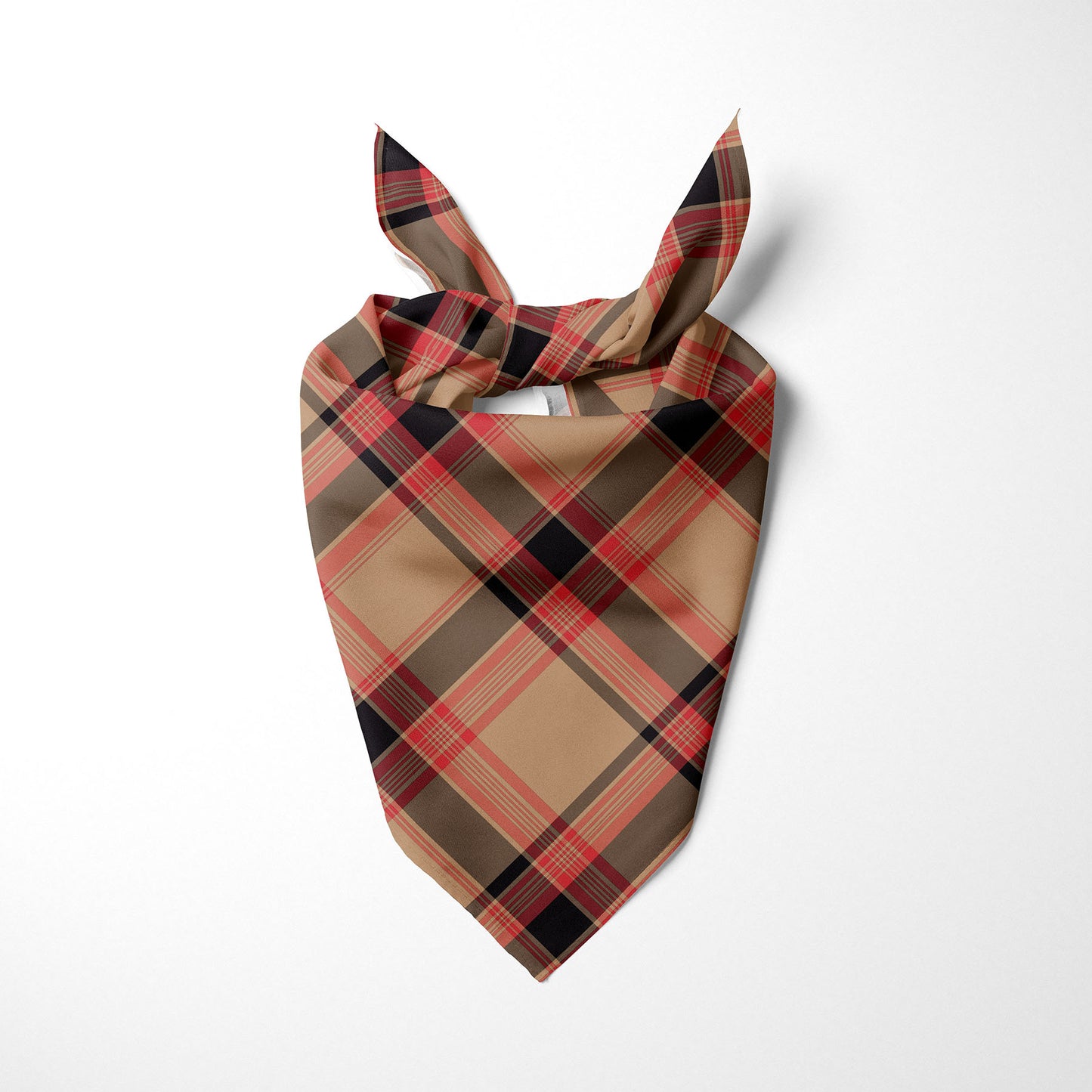 Tan Black And Red Plaid Dog Bandana - Apawry Pup