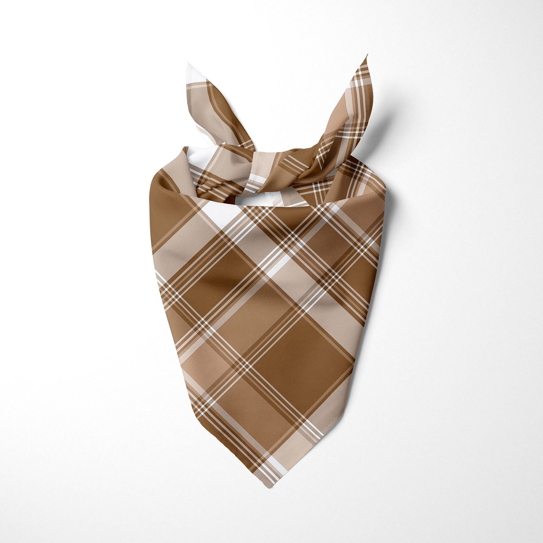 Tan Brown And White Plaid Dog Bandana - Apawry Pup