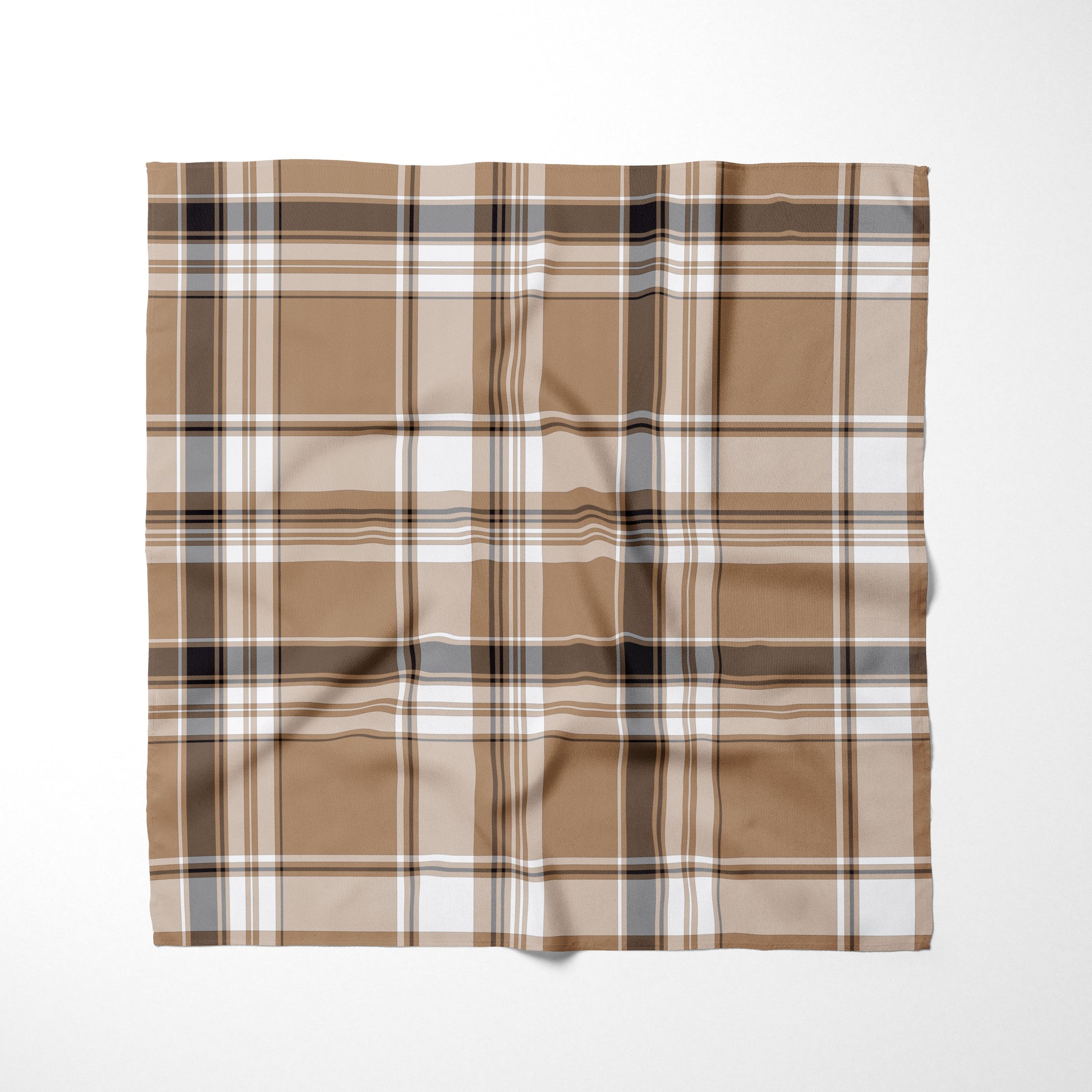 Tan Dark Brown And White Plaid Dog Bandana - Apawry Pup