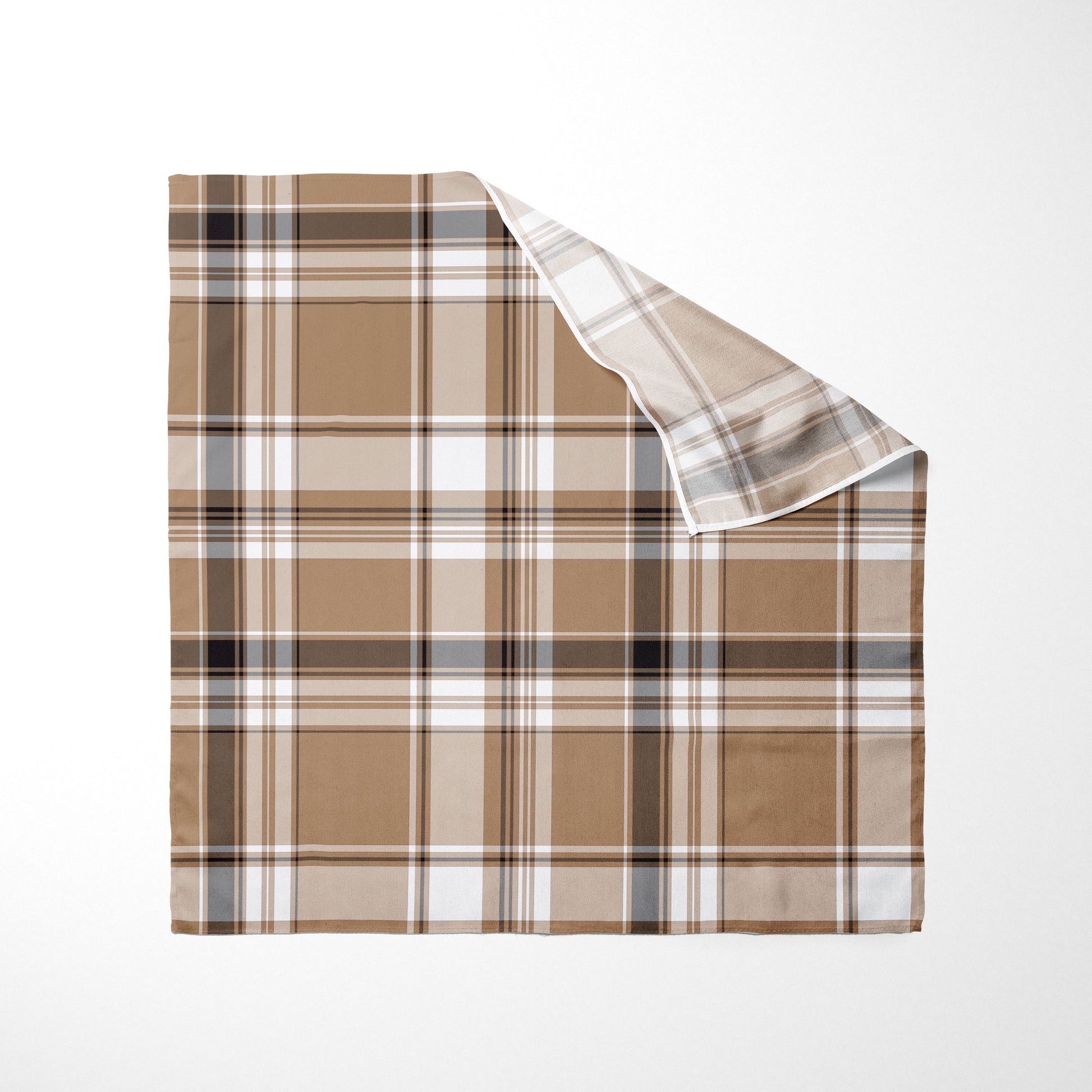 Tan Dark Brown And White Plaid Dog Bandana - Apawry Pup