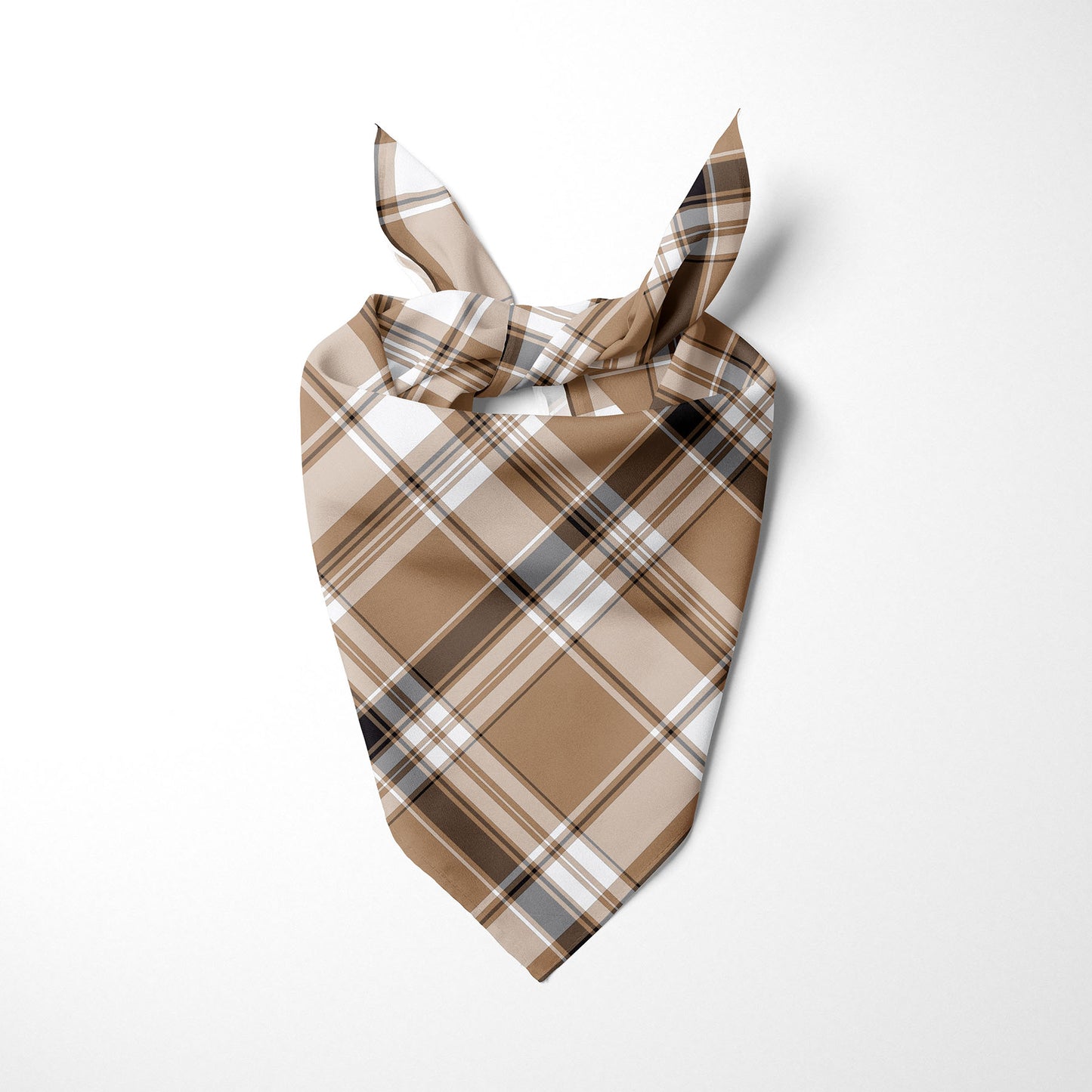 Tan Dark Brown And White Plaid Dog Bandana - Apawry Pup