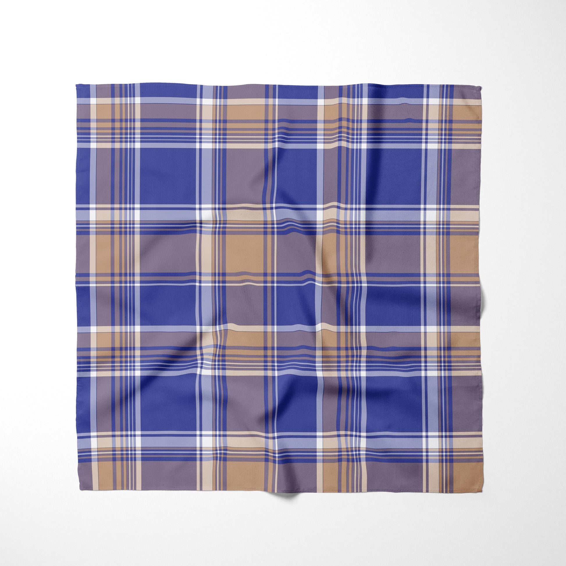 Tan Deep Blue And White Plaid Dog Bandana - Apawry Pup