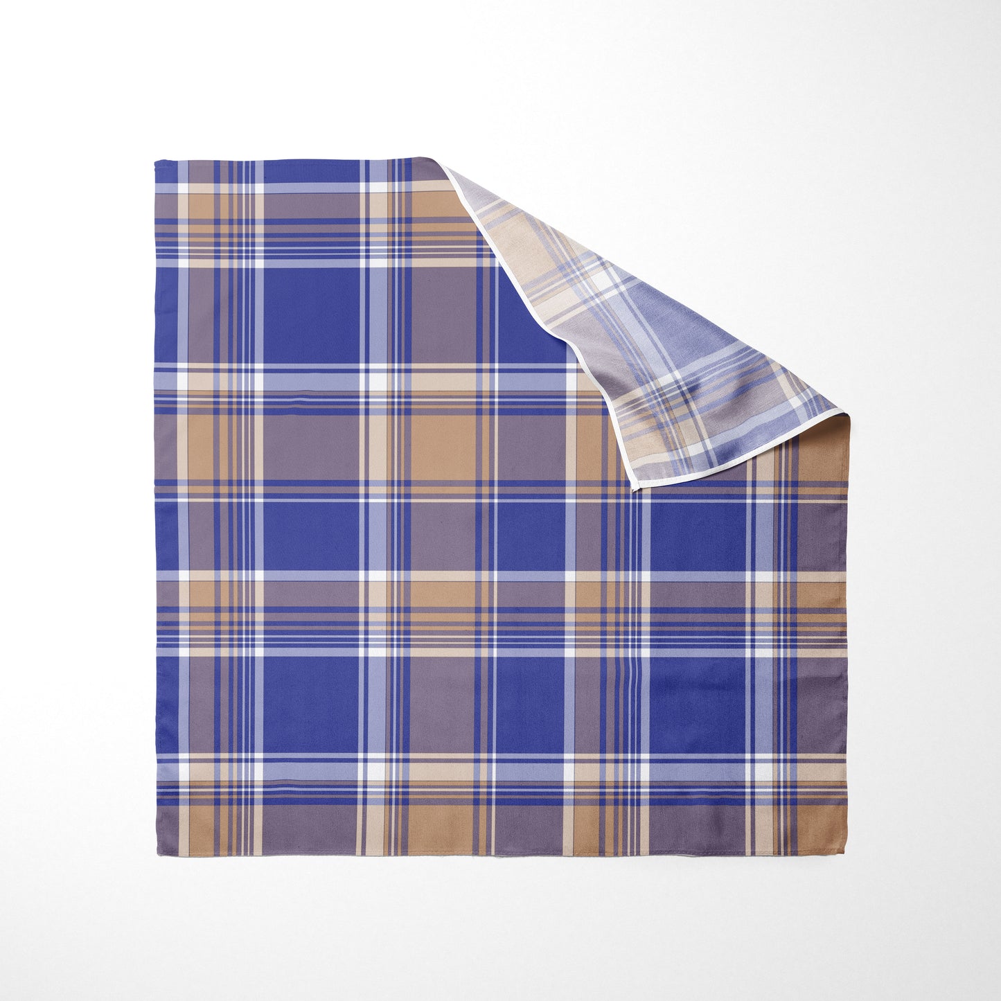 Tan Deep Blue And White Plaid Dog Bandana - Apawry Pup