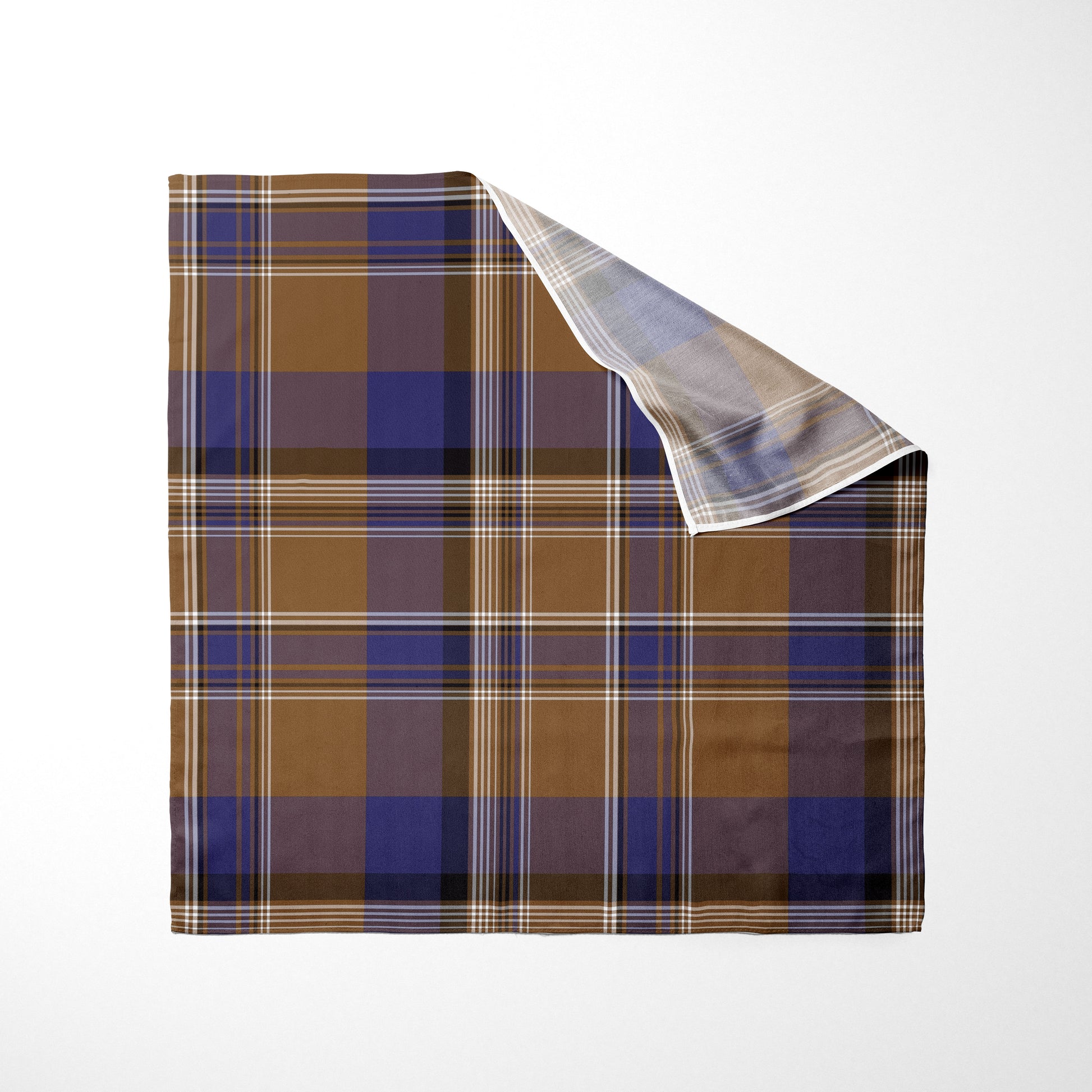 Tan Navy Blue Purple And White Plaid Dog Bandana - Apawry Pup