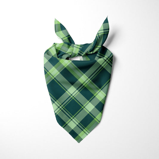 Teal Mint And Lime Green Plaid Dog Bandana - Apawry Pup