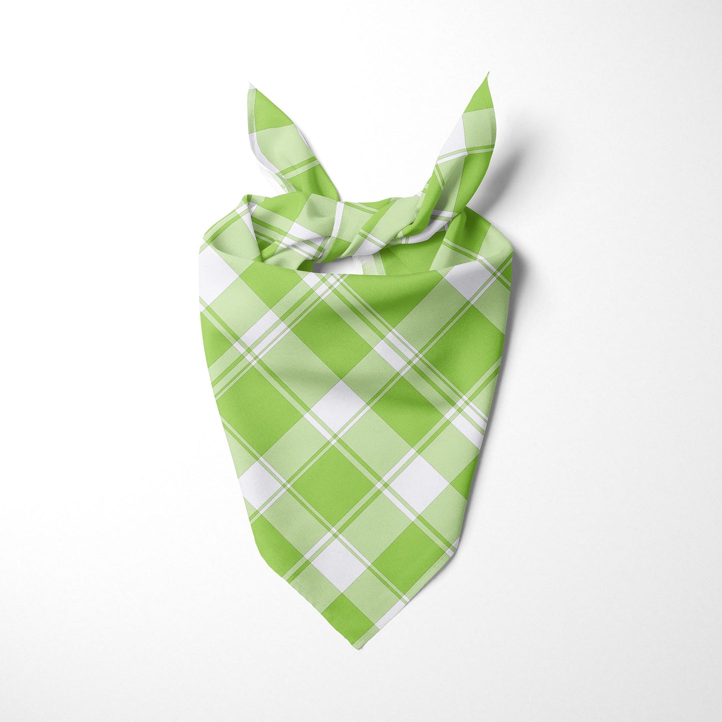 White And Lime Green Plaid Dog Bandana - Apawry Pup