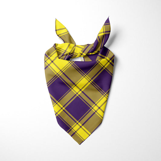 Yellow And Royal Purple Plaid Dog Bandana - Apawry Pup