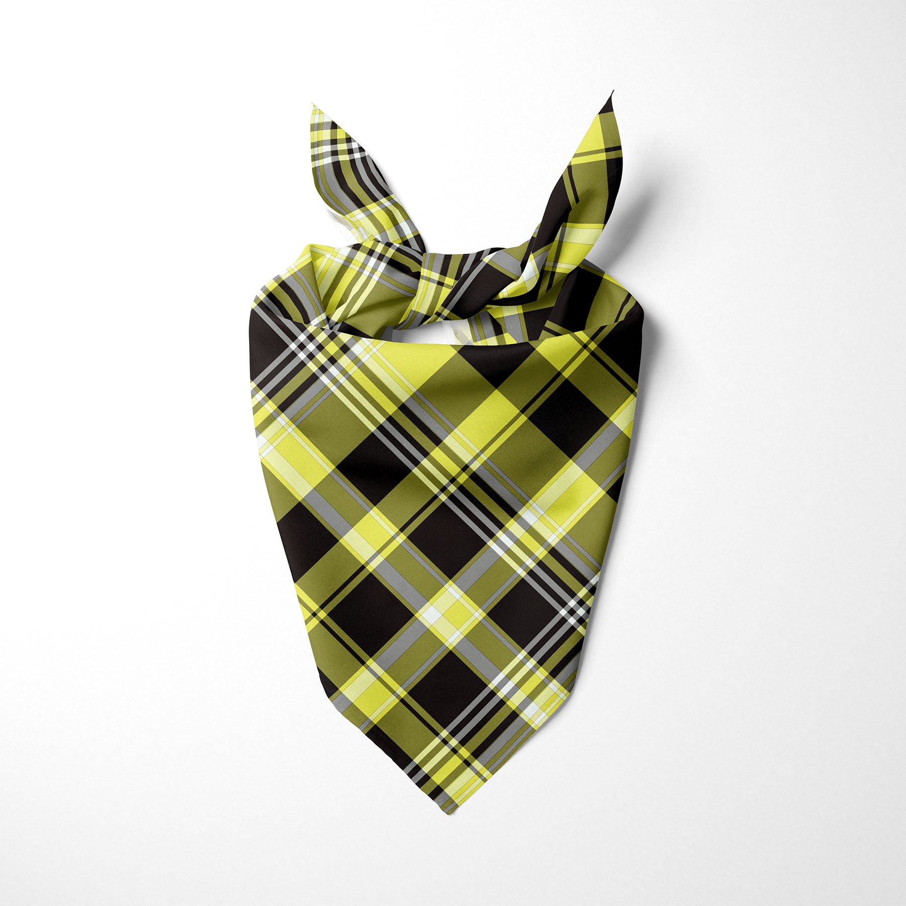 Yellow Black And White Plaid Dog Bandana - Apawry Pup