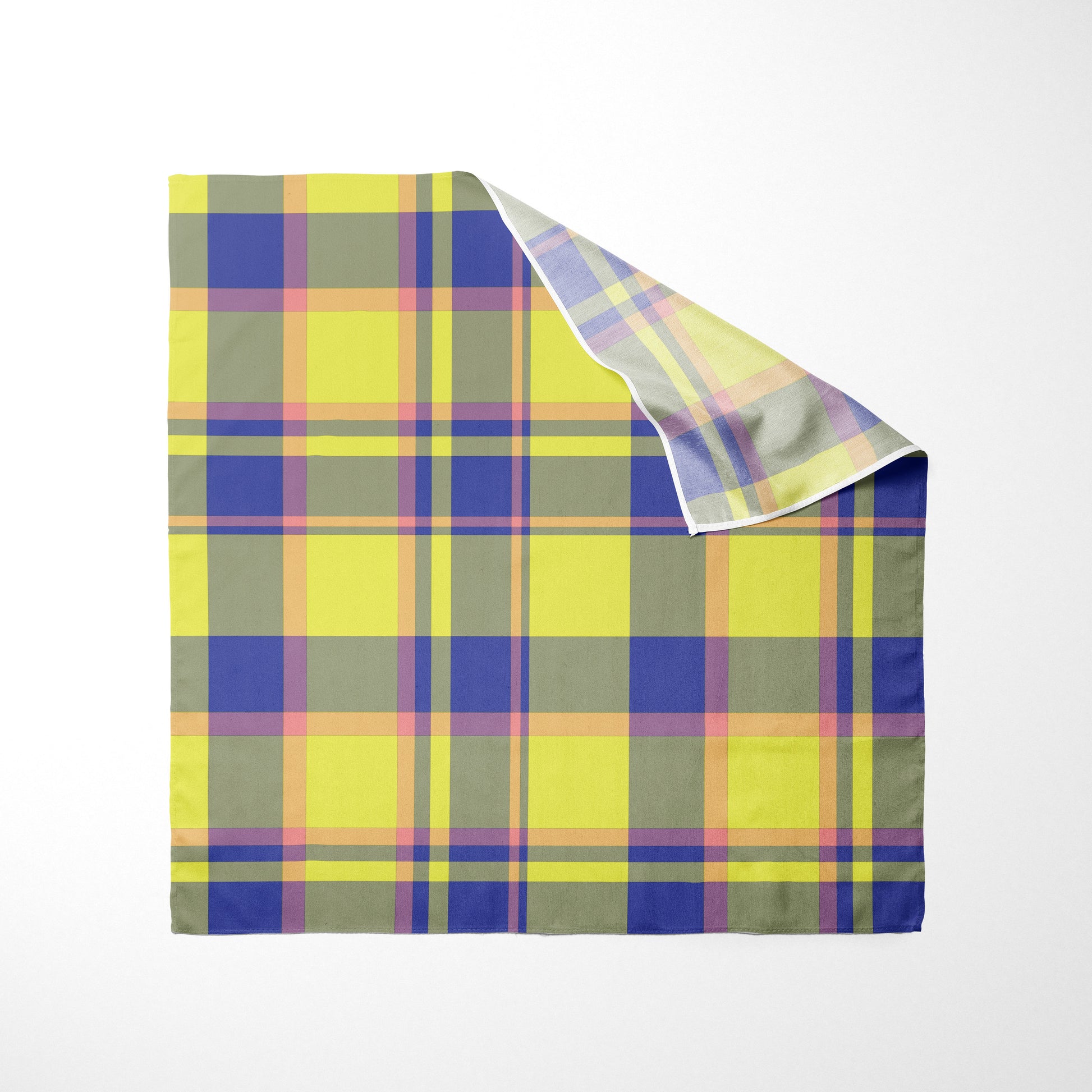 Yellow Blue Pink And Peach Plaid Dog Bandana - Apawry Pup